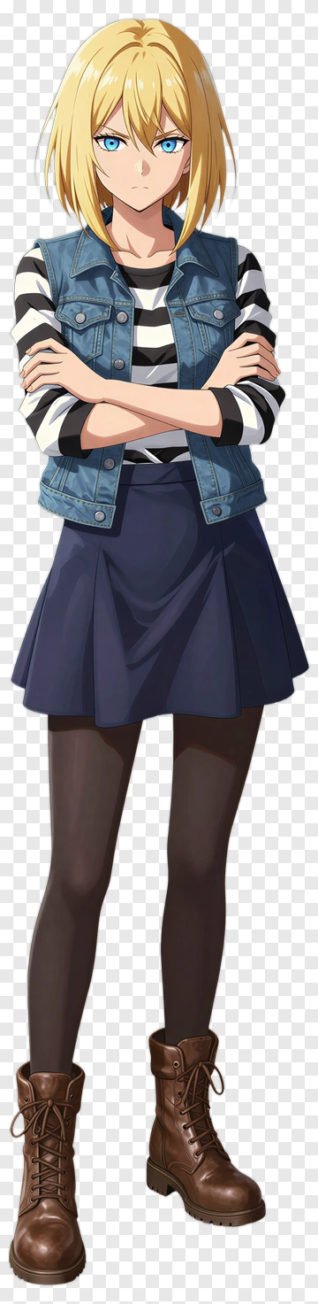 Stylish Young Woman In Denim Vest PNG