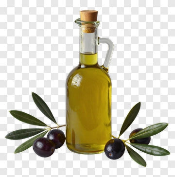Olive Oil Bottle With Olives And Leaves PNG