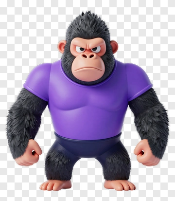 3D Gorilla In Purple Shirt PNG