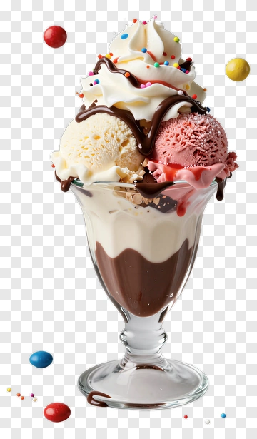 Ice Cream Sundae With Toppings PNG