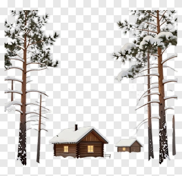 Snowy Cabin In A Winter Forest PNG