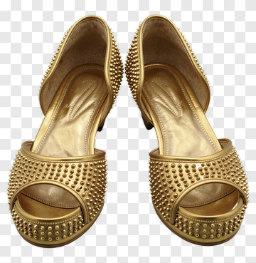 Gold High Heels With Studded Design PNG