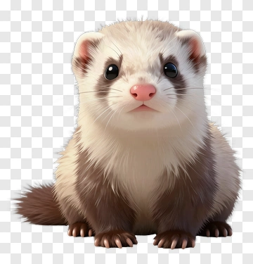 3D Ferret Sitting And Looking Cute PNG