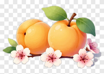 Peach Fruit With Blossoms PNG