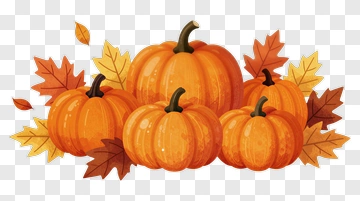 Group Of Pumpkins With Autumn Leaves PNG