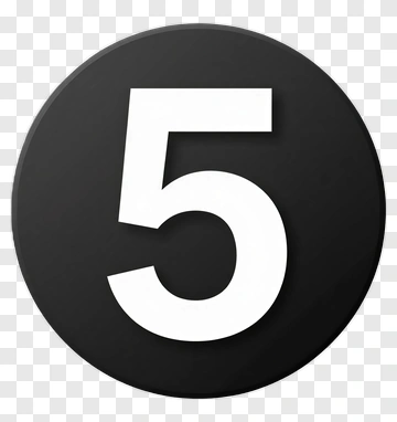 Black Circle With Number Five PNG