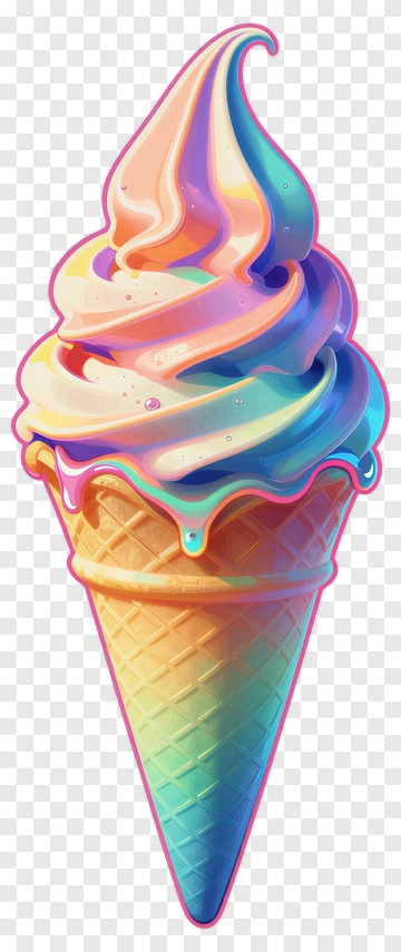 Colorful Ice Cream Cone PNG