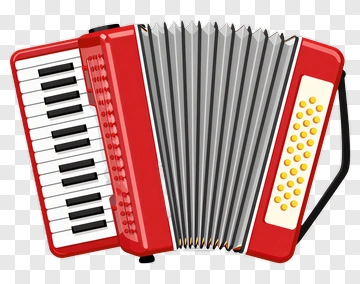 Red Accordion With Piano Keys PNG