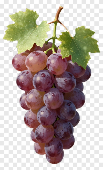 Realistic Bunch Of Grapes With Leaves PNG