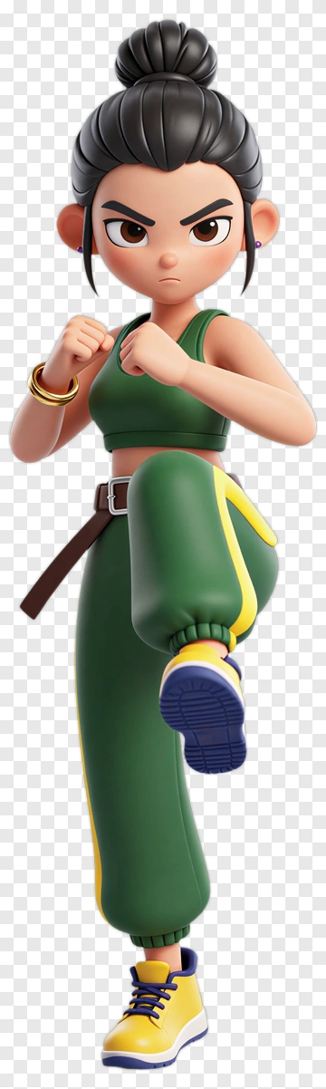 3D Martial Artist In Action Pose PNG