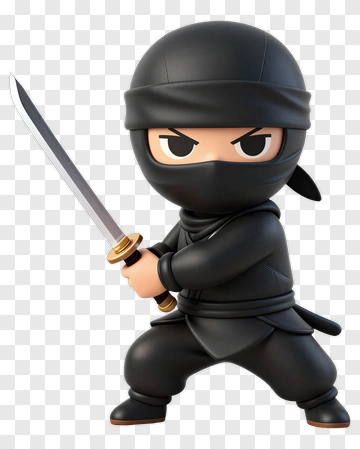 Cartoon Ninja Holding A Sword PNG