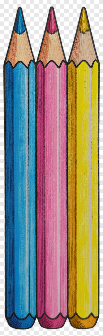 Colorful Pencils In Blue, Pink, And Yellow PNG