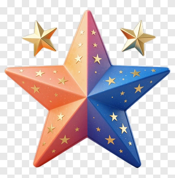 Colorful Star With Golden Accents PNG