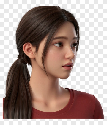 Realistic Young Woman With Long Hair PNG