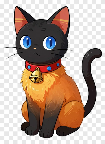 Cartoon Cat With Blue Eyes And A Collar PNG
