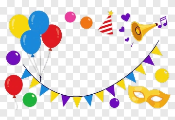 Colorful Party Decorations With Balloons And Banners PNG