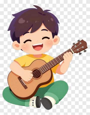 Cartoon Boy Playing Guitar PNG