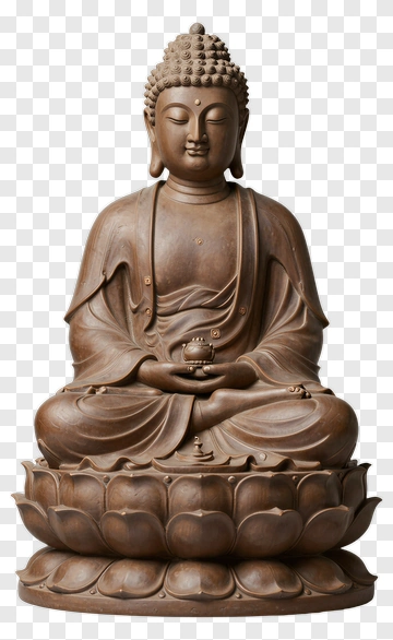 Buddha Statue Sitting On A Lotus Flower PNG
