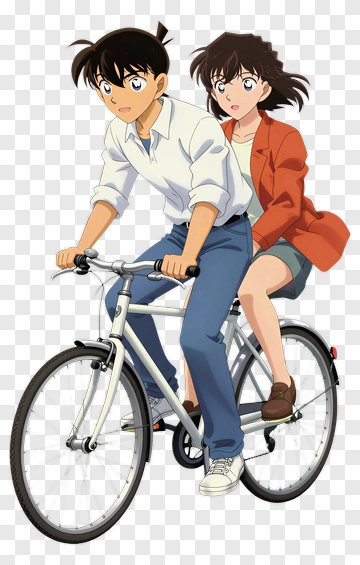 Anime Couple Riding A Bicycle PNG