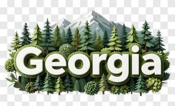 Georgia Landscape With Pine Trees And Mountains PNG