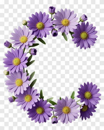 Purple Floral Letter C PNG