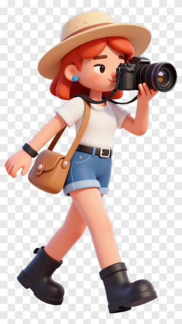 3D Photographer Walking With A Camera PNG