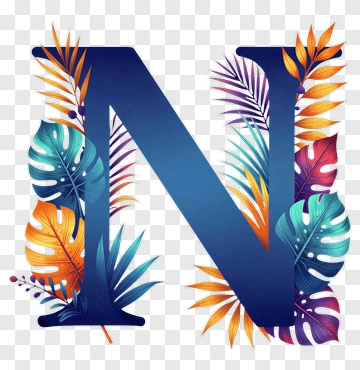 Floral Letter N Design PNG