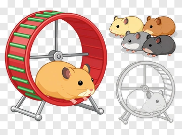 Cartoon Hamster On A Wheel PNG