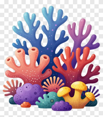 Colorful Coral Reef Composition PNG