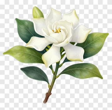 Magnolia Flower With Green Leaves PNG