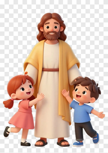 Cartoon Jesus With Children PNG