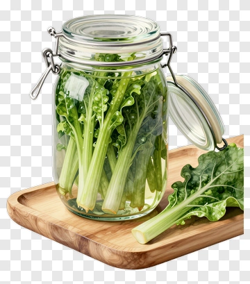 Glass Jar Filled With Fresh Greens PNG