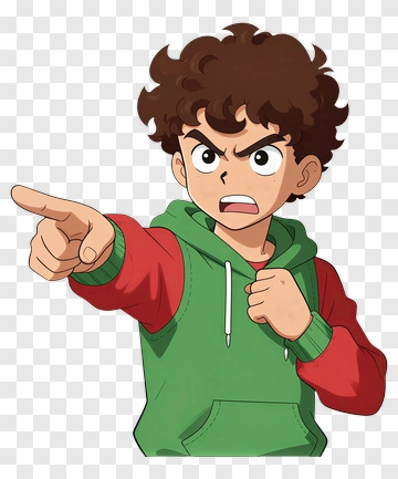 Angry Cartoon Boy Pointing PNG