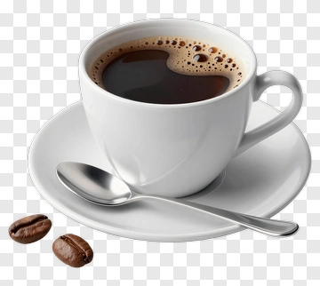 Coffee Cup With Spoon And Coffee Beans PNG