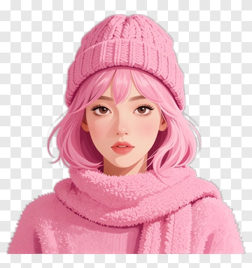 Young Woman In Pink Winter Outfit PNG