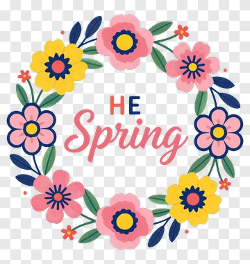 Spring Floral Wreath With Colorful Flowers PNG