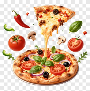 Delicious Pizza With Toppings And Melting Cheese PNG