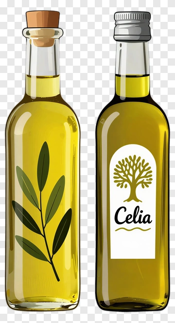 Olive Oil Bottles With Leaf Design And Label PNG