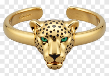 Gold Panther Bracelet With Green Eyes PNG