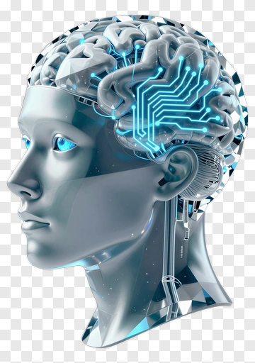 3D Human Head With Circuit Brain PNG