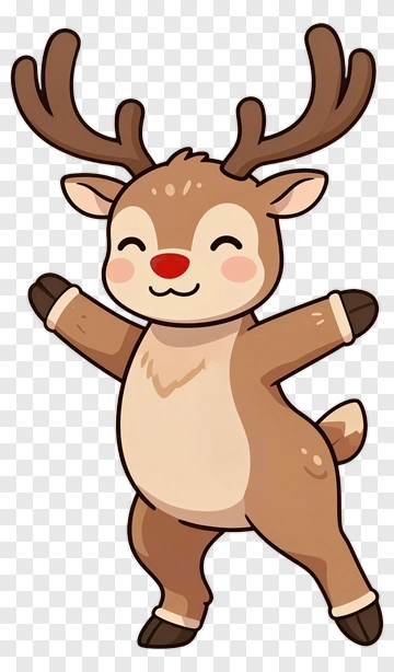Cartoon Reindeer Smiling And Dancing PNG