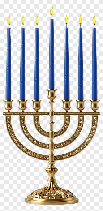 Hanukkah Menorah With Blue Candles PNG