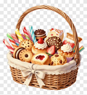 Colorful Candy Basket Filled With Sweets PNG