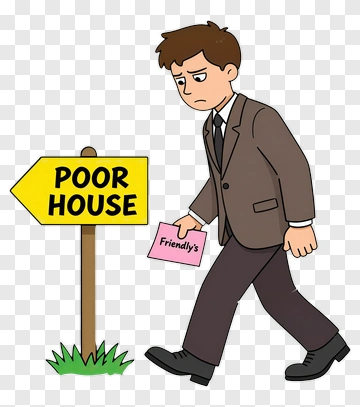 Man Walking Towards A Poor House Sign PNG