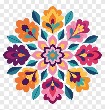 Colorful Floral Mandala Design PNG