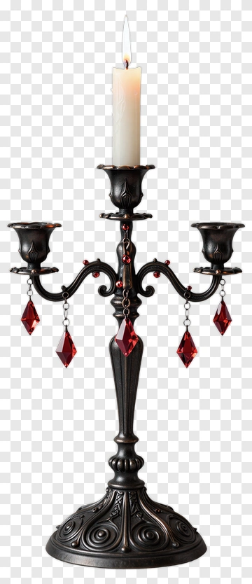Elegant Black Candelabra With Red Crystals PNG