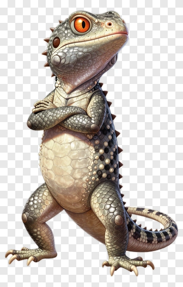 Cartoon Lizard Character With Confident Pose PNG