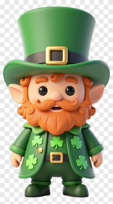 3D Leprechaun With Shamrocks PNG