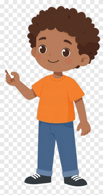 Cartoon Boy Holding A Chalk PNG