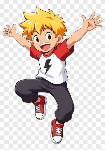 Cartoon Boy Jumping With Excitement PNG